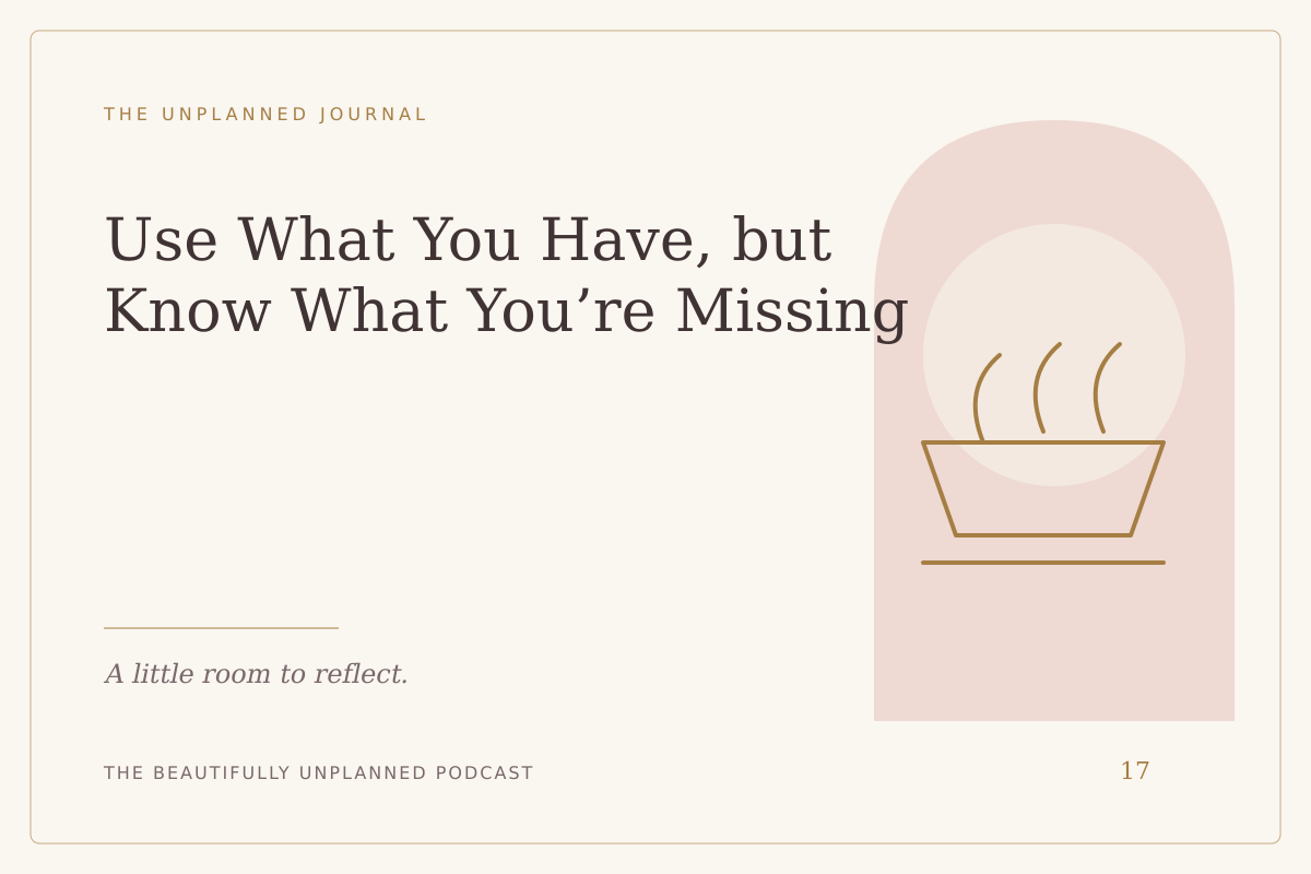 Use What You Have, but Know What You’re Missing — illustrated journal cover