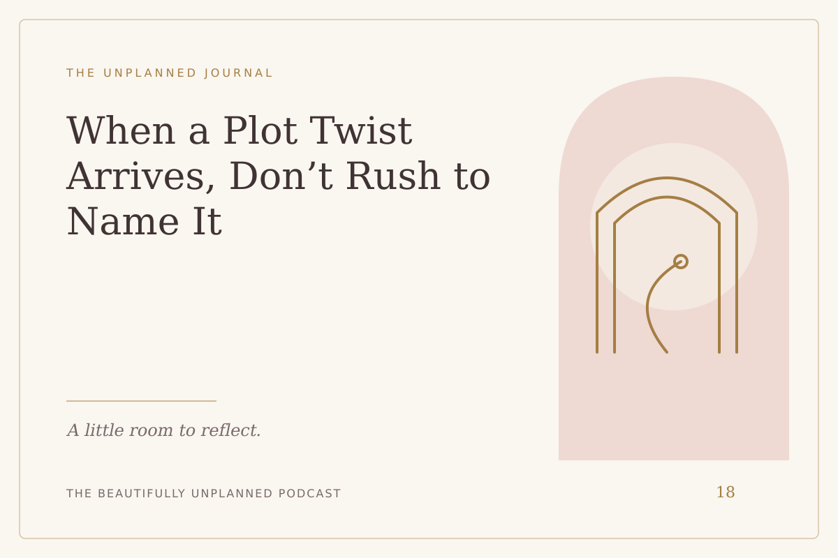 When a Plot Twist Arrives, Don’t Rush to Name It — illustrated journal cover