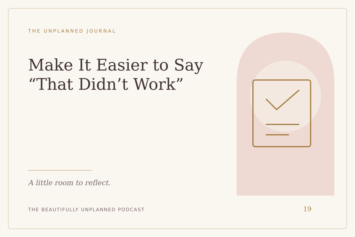 Make It Easier to Say “That Didn’t Work” — illustrated journal cover