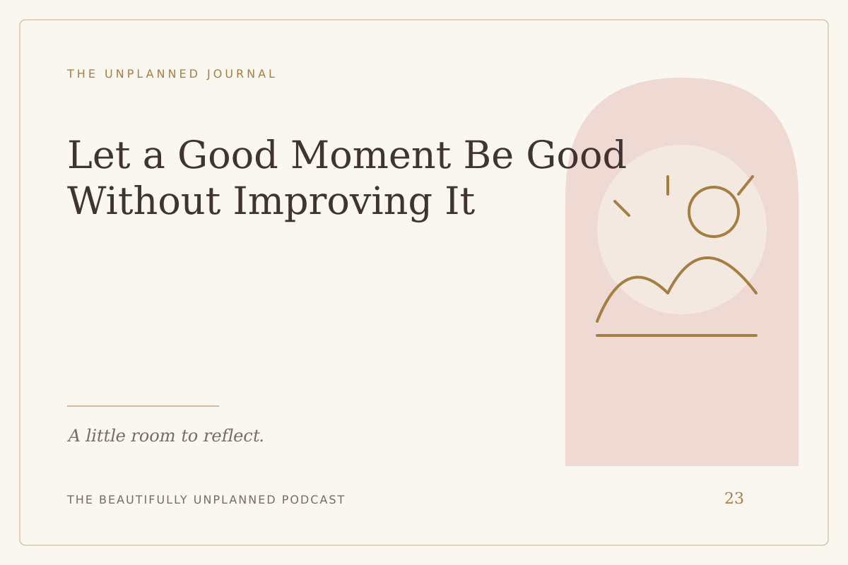 Let a Good Moment Be Good Without Improving It — illustrated journal cover