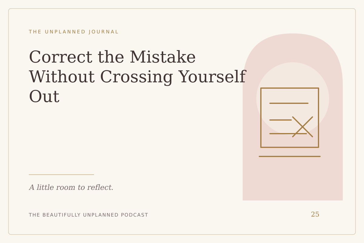 Correct the Mistake Without Crossing Yourself Out — illustrated journal cover