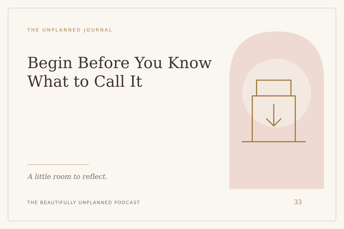 Begin Before You Know What to Call It — illustrated journal cover